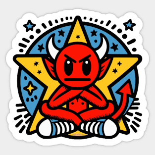 Cross Legged Devil Doodle Sticker